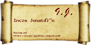 Incze Jonatán névjegykártya